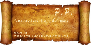 Paulovics Perjámos névjegykártya